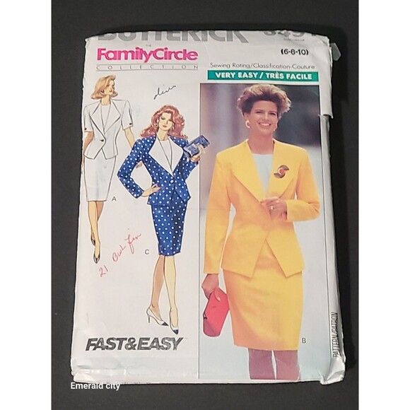 Vtg 1980s Butterick Sewing Pattern #3491 Misses Jacket Skirt Top Size 6/8/10 - Picture 6 of 6